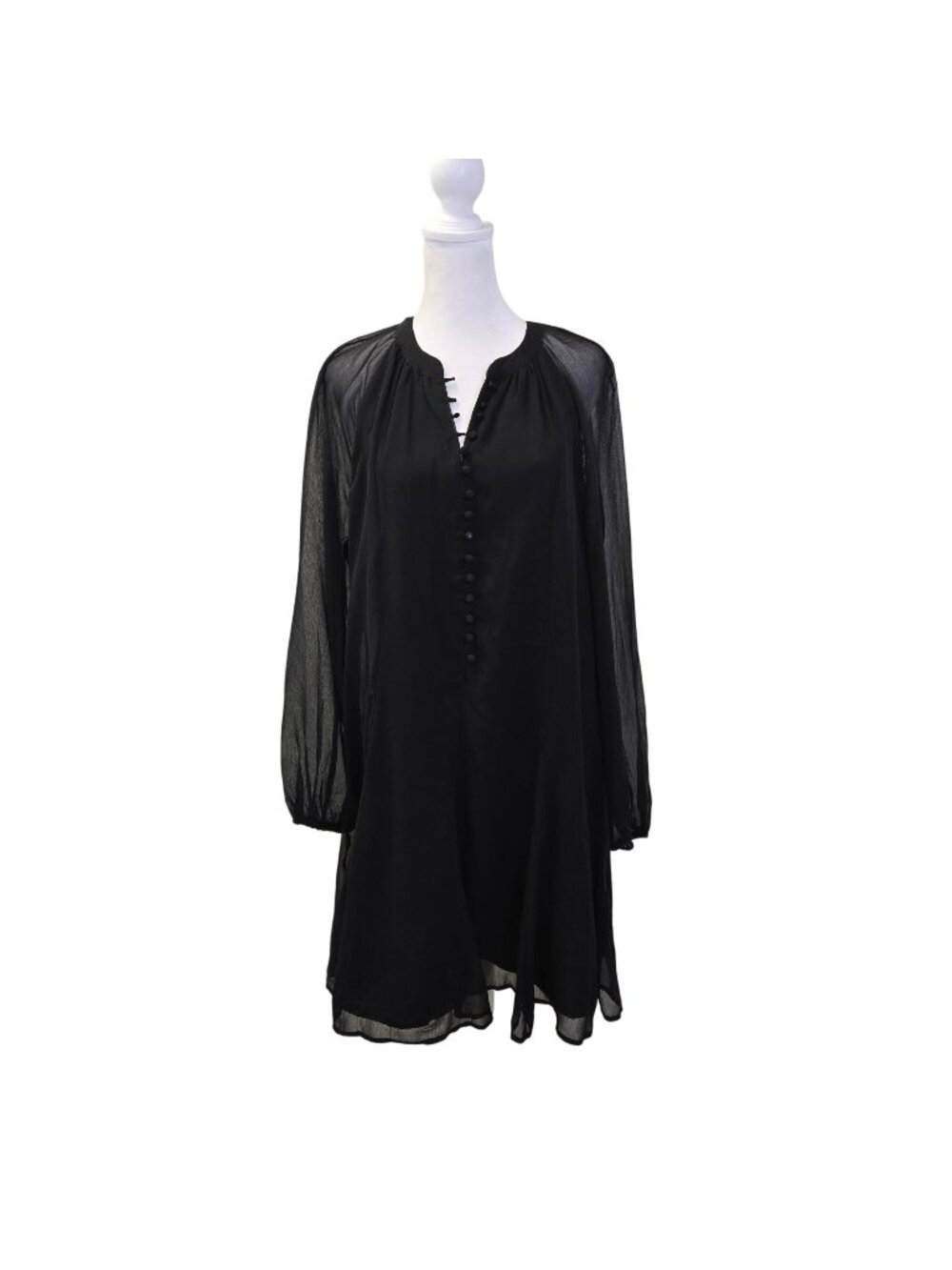 NWT Joie Balloon Sleeve Sheer Sleeve Dress in Caviar Size Medium